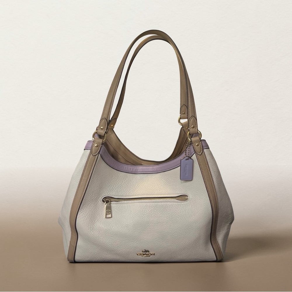 Coach 2022 Pebble Leather Kristy Lexi Shoulder Bag Colorblock CA216 Chalk/Multi
